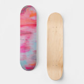 Skateboard Patinage Abstrait rose orange et blanc (Recto)