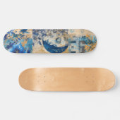 Skateboard Patinage bleu Indigo Abstrait en état de détresse (Horz)