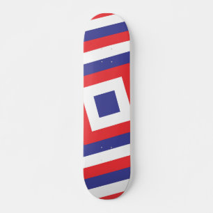 Skateboard Patinage Carré rouge blanc et bleu