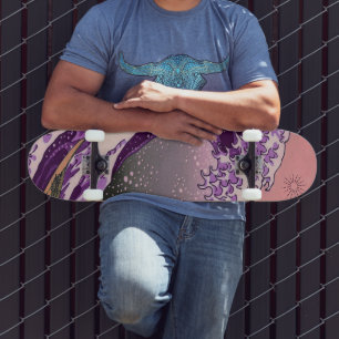 Skateboard Patinage Clair Neon Rétro Purple Wave