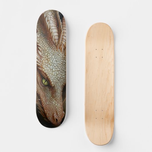 Skateboard Patinage cool de dragon blanc (Recto)