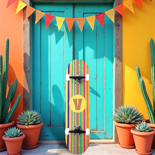 Skateboard Patinage d'aquarelle brillant Bleeding Stripes