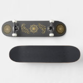 Skateboard Patinage de conception feuille motif or (Horz)