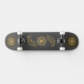 Skateboard Patinage de conception feuille motif or (Horz)