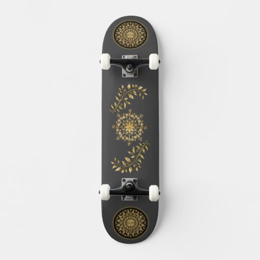 Skateboard Patinage de conception feuille motif or (Recto)