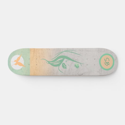 Skateboard Patinage de fille monogramme avec papillon (Horz)