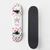Skateboard Patinage de fraise Unicorne avec nom (Recto)