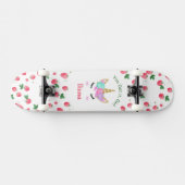 Skateboard Patinage de fraise Unicorne avec nom (Horz)