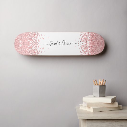 Skateboard Patinage de nom personnalisé de dégradé rose pâle (Art mural (Horz))