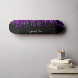Skateboard Patinage de nom personnalisé de dégradé violet