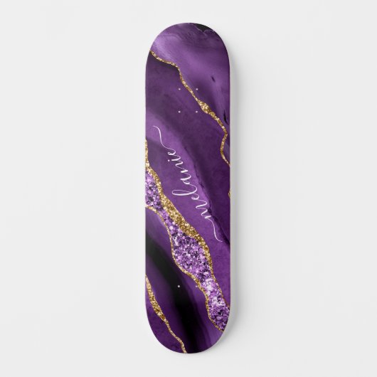 Skateboard Patinage de Parties scintillant en or violet avec  (Recto)