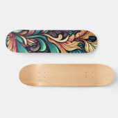Skateboard Patinage en aquarelle florale psychédélique (Horz)
