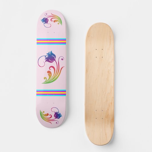 Skateboard Patinage en fleurs (Recto)