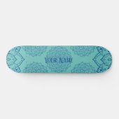 Skateboard Patinage en Mandala en bleu profond et Turquoise c (Horz)