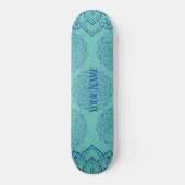 Skateboard Patinage en Mandala en bleu profond et Turquoise c (Recto)