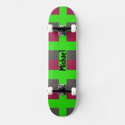 Skateboard Patinage en néon vert Preppy Simulé Red Grey (Recto)