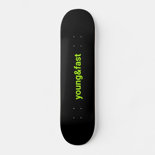 Skateboard Patinage en noir avec un imprimé "jeune et rapide" (Recto)