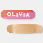 Skateboard patinage en rose et en rouge (Horz)