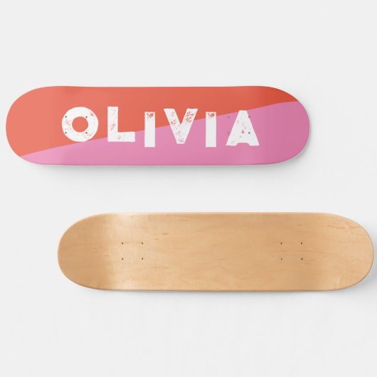 Skateboard patinage en rose et en rouge (Horz)