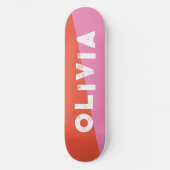 Skateboard patinage en rose et en rouge (Recto)