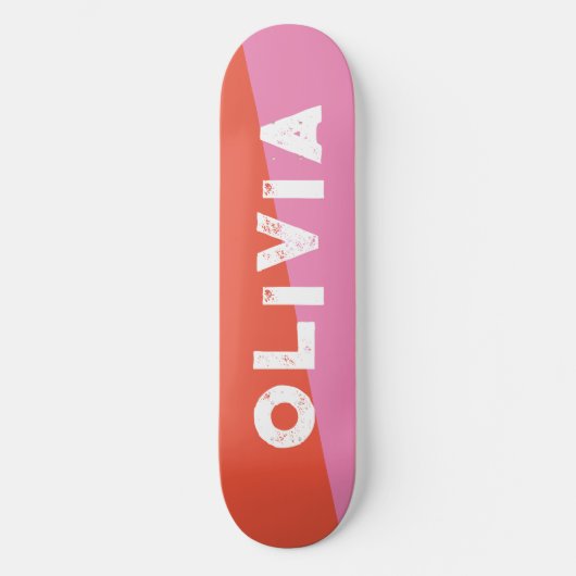 Skateboard patinage en rose et en rouge (Recto)