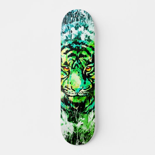 Skateboard Patinage en Tigre Vert - Dessin en Tigre Vert (Devant)
