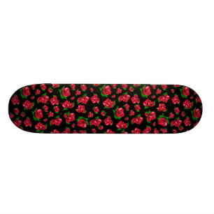 Skateboard Patinage féminin Motif de Black and Red Rose