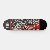 Skateboard Patinage floral japonais noir (Horz)