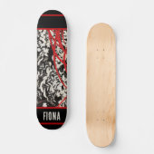 Skateboard Patinage floral japonais noir (Recto)