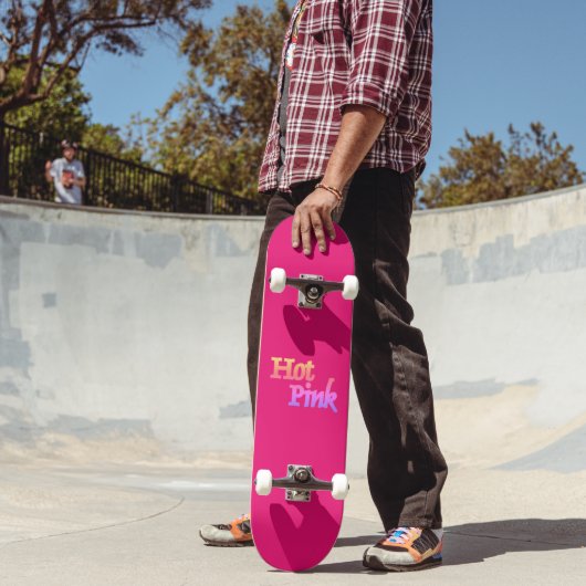 Skateboard Patinage Hot Pink avec nom (Extérieur 2)
