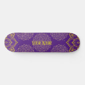 Skateboard Patinage Mandala jaune et violet profond (Horz)