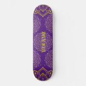 Skateboard Patinage Mandala jaune et violet profond (Recto)