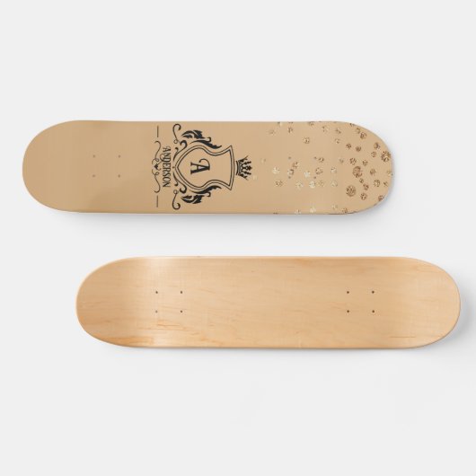 Skateboard Patinage Monogramme Or (Horz)