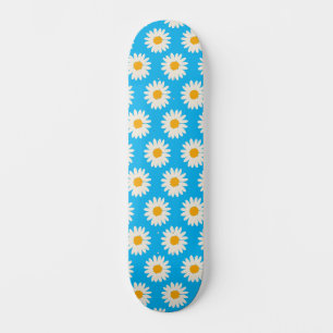 Skateboard Patinage Motif Fleurs marguerites blanches