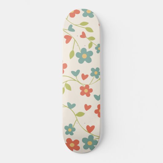 Skateboard Patinage motif Floral (Recto)
