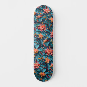 Skateboard Patinage motif papier floral sans couture