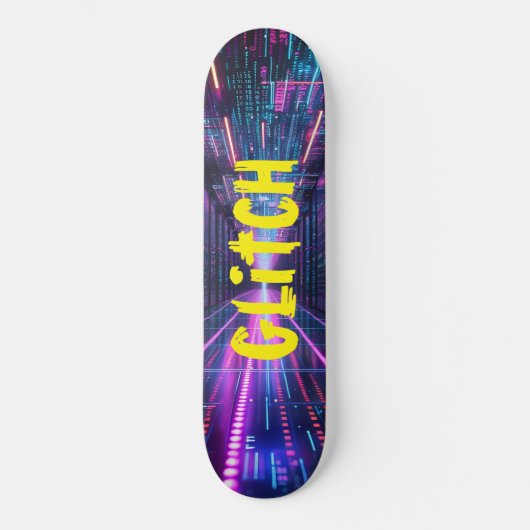 Skateboard Patinage NEON AVEC GLITCH (Recto)