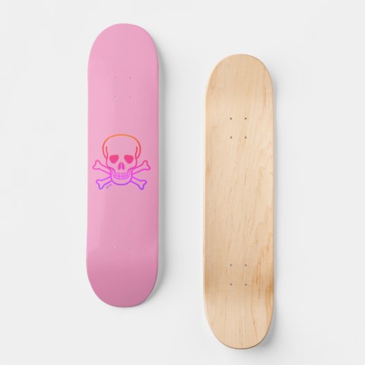 Skateboard Patinage Neon Skull rose (Recto)