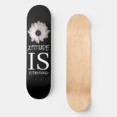 Skateboard Patinage noir blanc FLEURS MOTS POSTIFS (Recto)