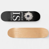 Skateboard Patinage noir blanc FLEURS MOTS POSTIFS (Horz)