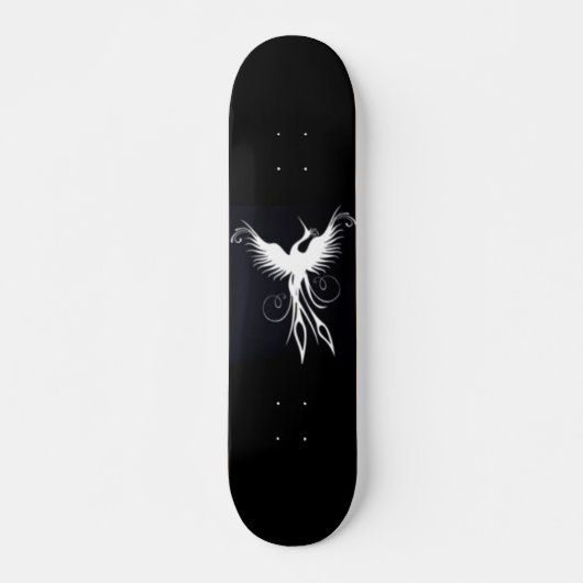 Skateboard Patinage noir et blanc Phoenix par Brow Bird (Devant)