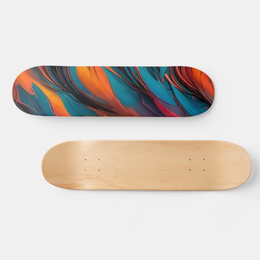 Skateboard Patinage orange bleu et noir (Horz)