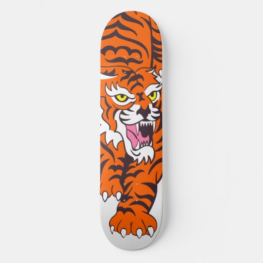 Skateboard Patinage Orange Tiger (Recto)