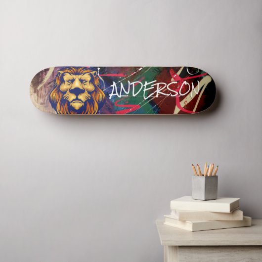 Skateboard Patinage Personnalisé Graffiti Lion (Art mural (Horz))