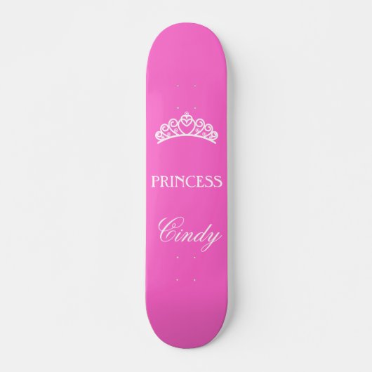 Skateboard Patinage princesse personnalisé en rose avec nom (Devant)