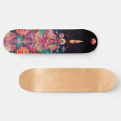 Skateboard Patinage psychédélique en fleurs cosmiques (Horz)
