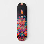 Skateboard Patinage psychédélique en fleurs cosmiques (Recto)