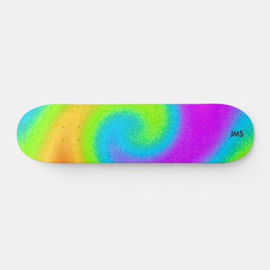 Skateboard Patinage pyschédélique monogramme (Horz)