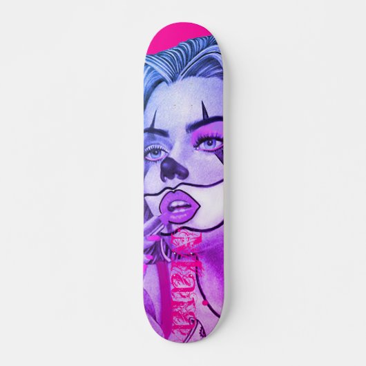 Skateboard Patinage rose de maquillage de clown mignon (Devant)