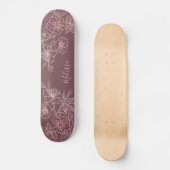 Skateboard Patinage rose Gold Blush rose Floral Monogramme (Recto)